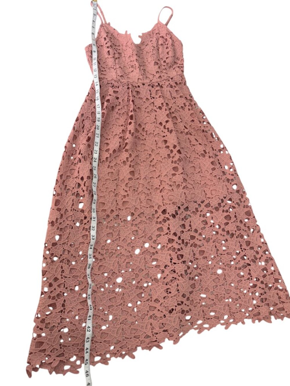 ASTR the Label Lace Midi Dress Pink Spaghetti Strap Fit Flare Boho Size S - Picture 9 of 12